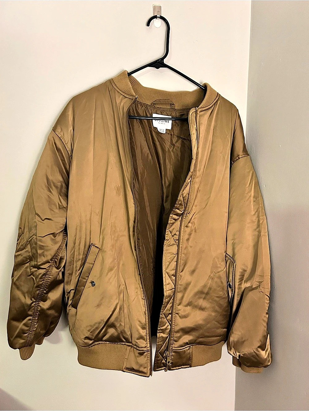 Offline by Aerie Coffee Run Bomber Jacket Brown Small